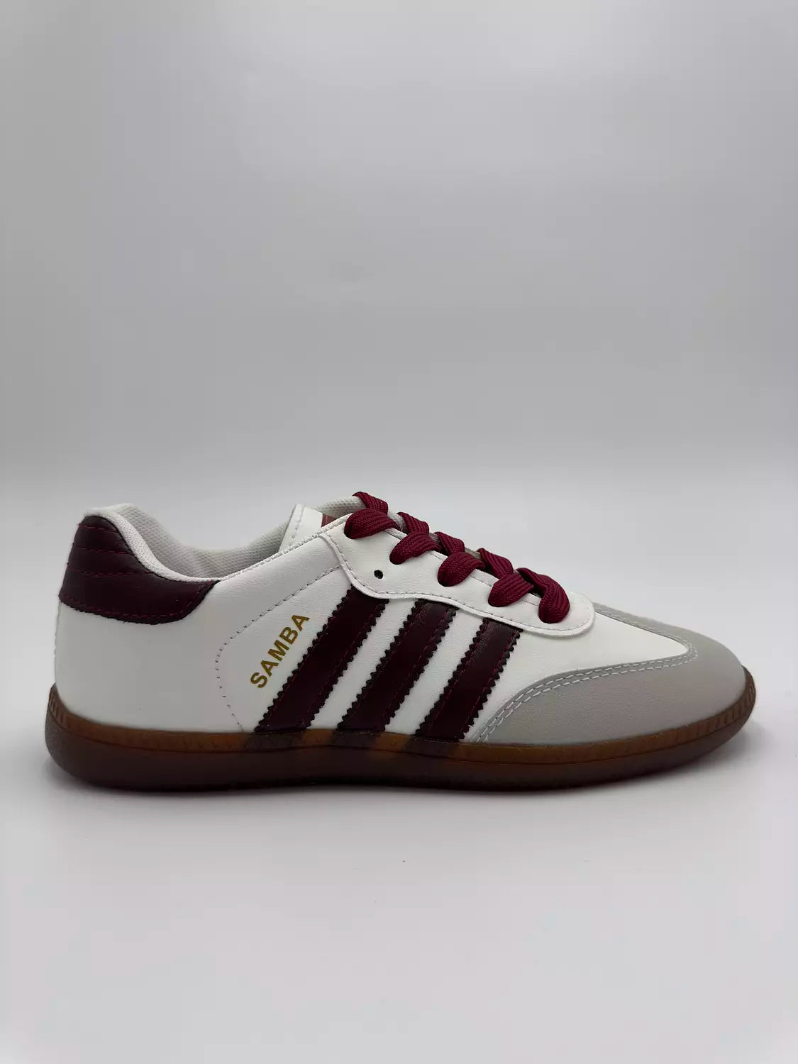 Adidas Samba OG (white and burgundy colorway)
